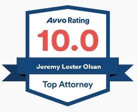 AVVO Rating 10.0 for Jeremy Lester Olsan - Top Attorney
