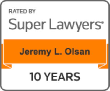 Rated by Super Lawyers Badge - 10 Years - Jeremy L. Olsan